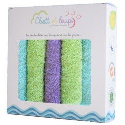 Elliott et Loup - 5 débarbouillettes lavables - Nature