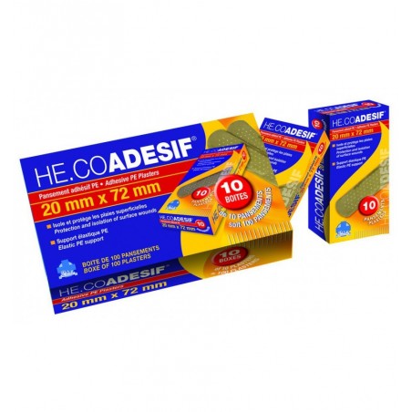 HE.COADESIF - Pansement adhésif - 10 PANSEMENTS 20mm * 72 mm