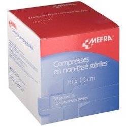 3M FRANCE - MEFRA - Compresses en non-tissé stériles 10*10cm 50 sachets de 2 compresses stériles