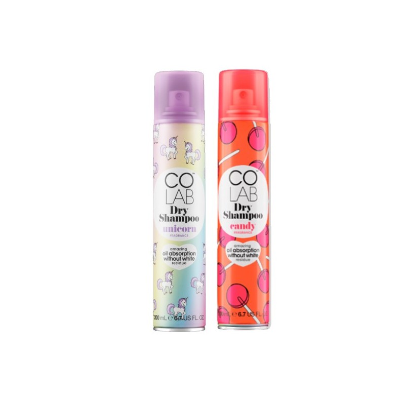 COLAB™ - Lot de 2 Shampoing sec - papaye & ananas + prune & vanille - 2 x 200ml