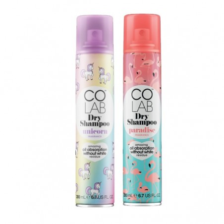 COLAB™ - Lot de 2 Shampoing sec - licorne + paradise - 2 x 200ml