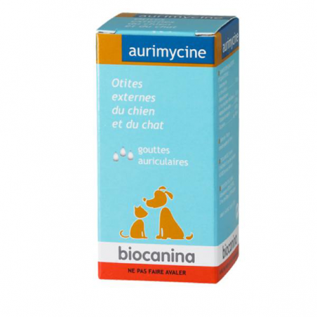 Biocanina - Aurimycine - Traitement des otites externes des chiens et des chats - flacon de 10ml.