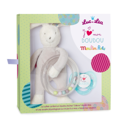 Luc et Léa - Coffret "J'aime mon doudou" M Roty - hochet  + sucette - IDEE CADEAU!